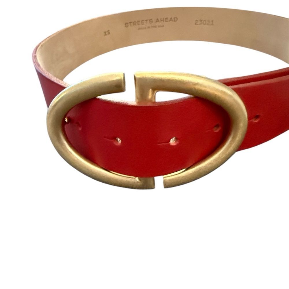 STREETS AHEAD SCARLET 1.5 INCH LEATHER |RED/ GOLD BUCKLE NWOT XS